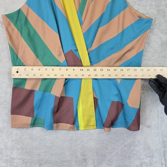 Express Top Womens XL Multicolor Geometric Sleeveless Wrap Blouse Tank Modern - Picture 7 of 11